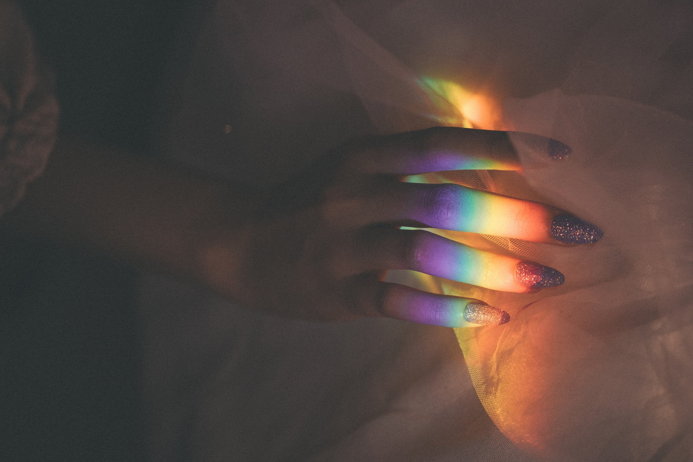 Woman with Sparkly Nails